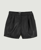 Short taille haute en simili cuir avec pinces