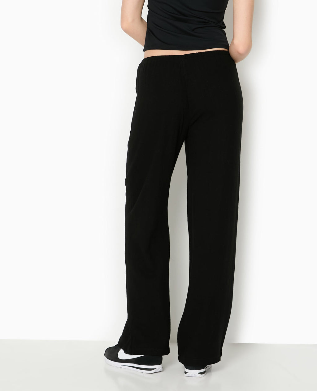 Pantalon large et droit avec taille élastiquée