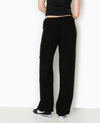 Pantalon large et droit avec taille élastiquée