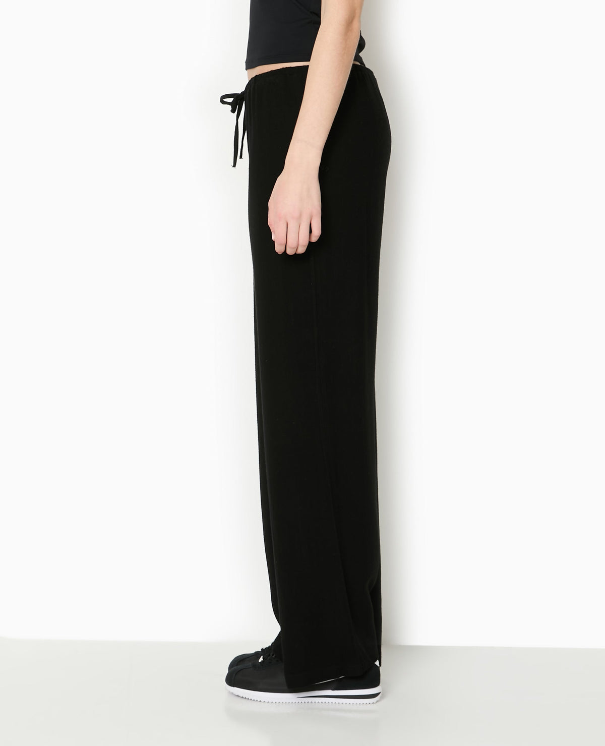 Pantalon large et droit avec taille élastiquée