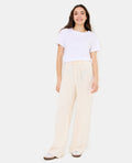 Pantalon large et droit avec taille élastiquée