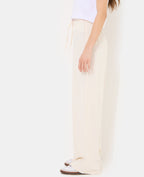 Pantalon large et droit avec taille élastiquée