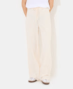 Pantalon large et droit avec taille élastiquée