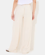 Pantalon large et droit avec taille élastiquée