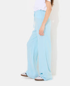 Pantalon large et droit avec taille élastiquée