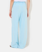 Pantalon large et droit avec taille élastiquée