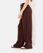 Pantalon large et droit avec taille élastiquée