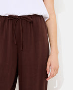 Pantalon large et droit avec taille élastiquée