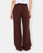 Pantalon large et droit avec taille élastiquée