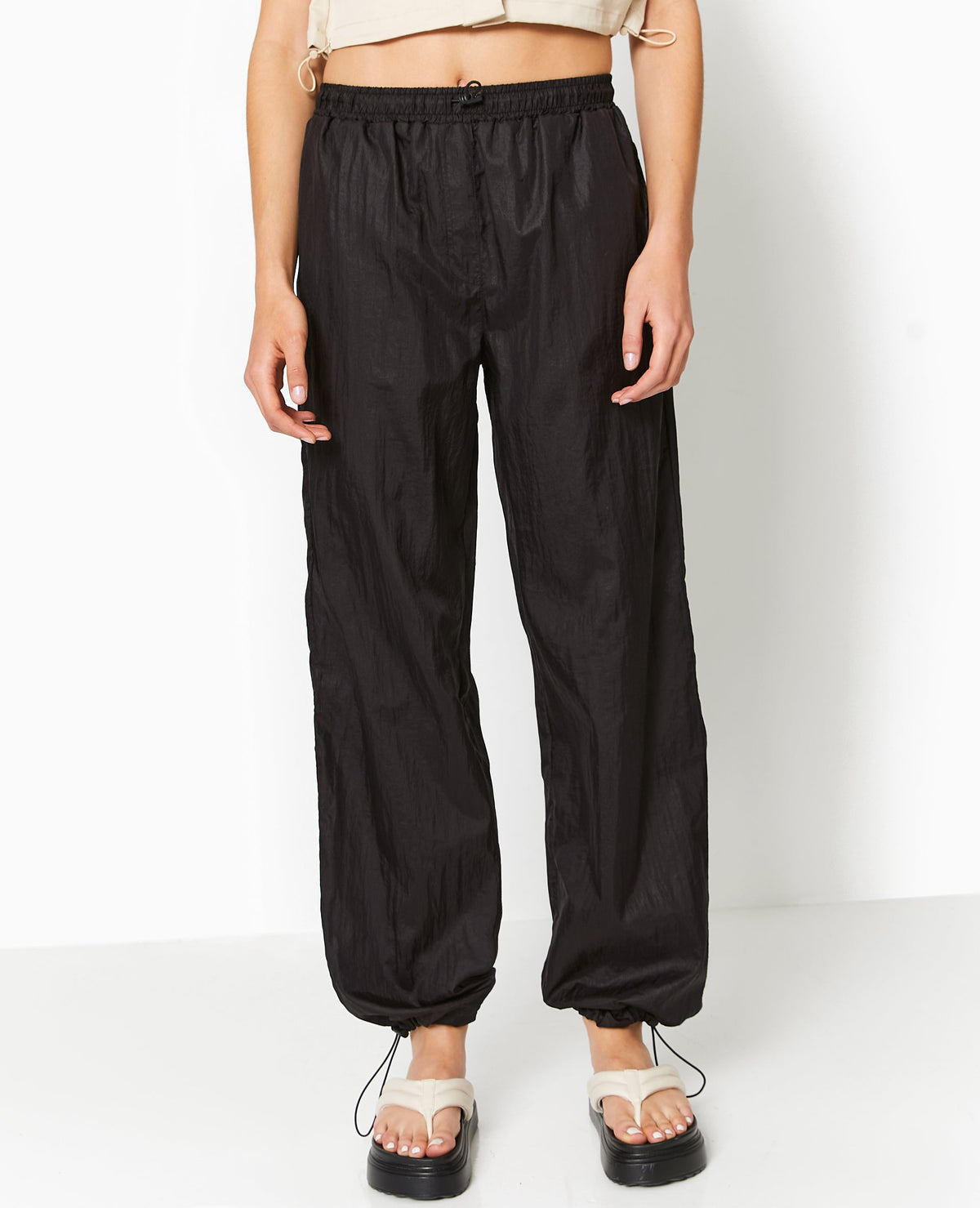 Pantalon parachute avec liens élastiqués