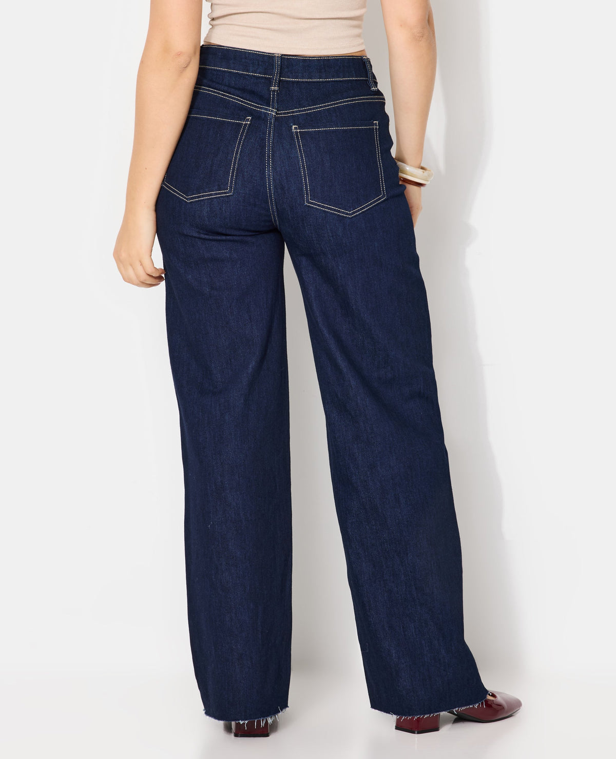 J71-1 / Jean wide taille haute avec bas coupés