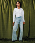 J71-1 / Jean wide taille haute avec bas coupés