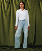 J71-1 / Jean wide taille haute avec bas coupés