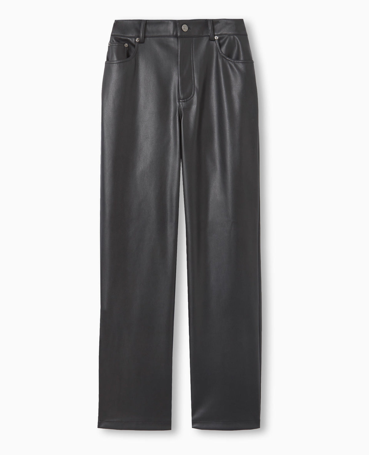 Pantalon droit taille haute en simili cuir