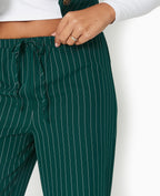 Pantalon droit taille élastiquée rayures banquier