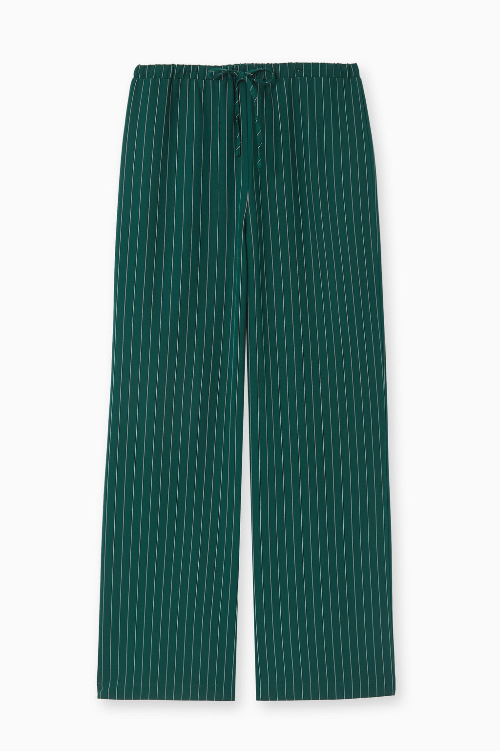 Pantalon droit taille élastiquée rayures banquier