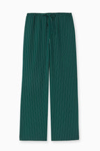 Pantalon droit taille élastiquée rayures banquier