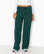 Pantalon droit taille élastiquée rayures banquier