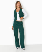 Pantalon droit taille élastiquée rayures banquier