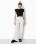 Pantalon droit rayé taille haute