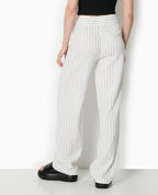 Pantalon droit rayé taille haute