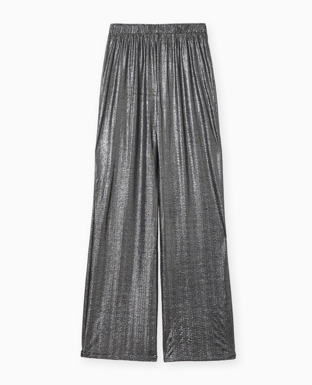 Pantalon fluide en tissu texturé avec lurex doré