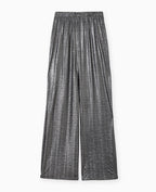 Pantalon fluide en tissu texturé avec lurex doré