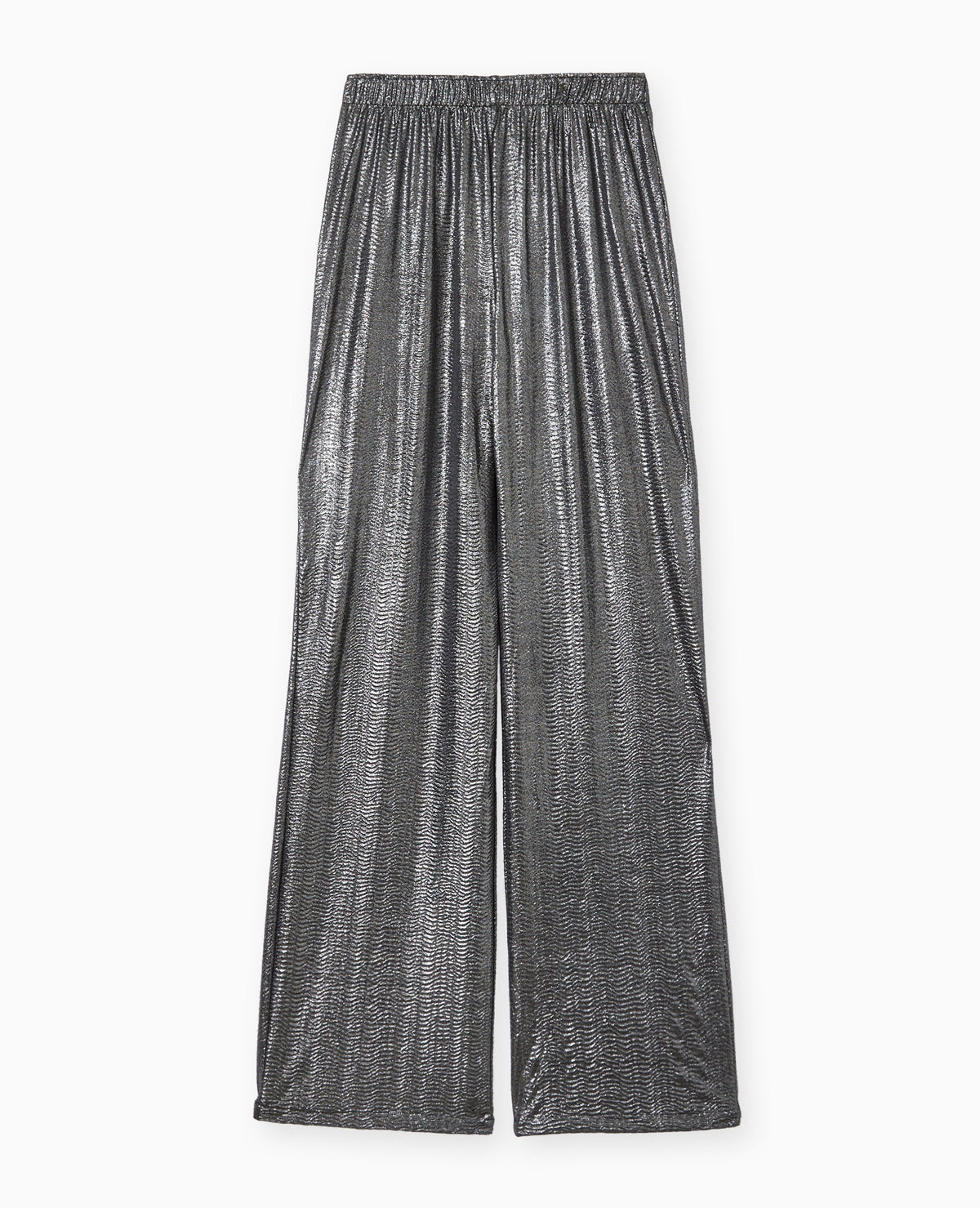 Pantalon fluide en tissu texturé avec lurex doré