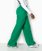 Pantalon large en popeline taille élastiquée