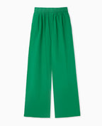 Pantalon large en popeline taille élastiquée