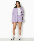 Short à carreaux avec taille élastiquée