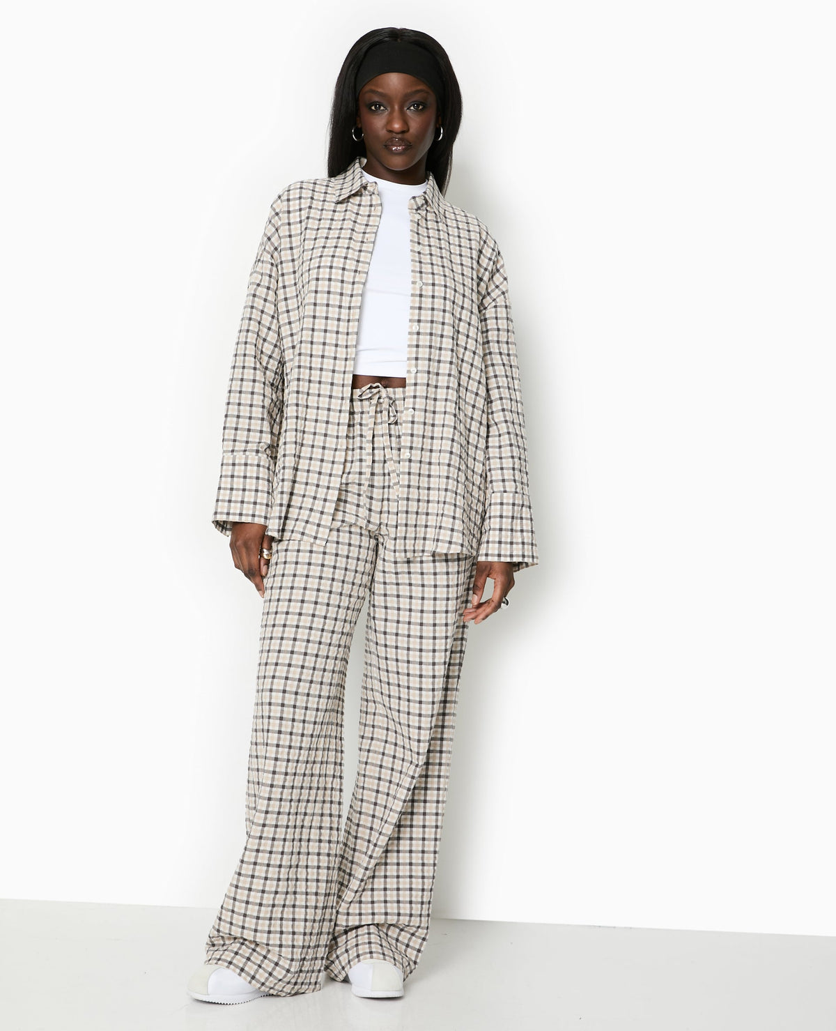 Pantalon droit à carreaux
