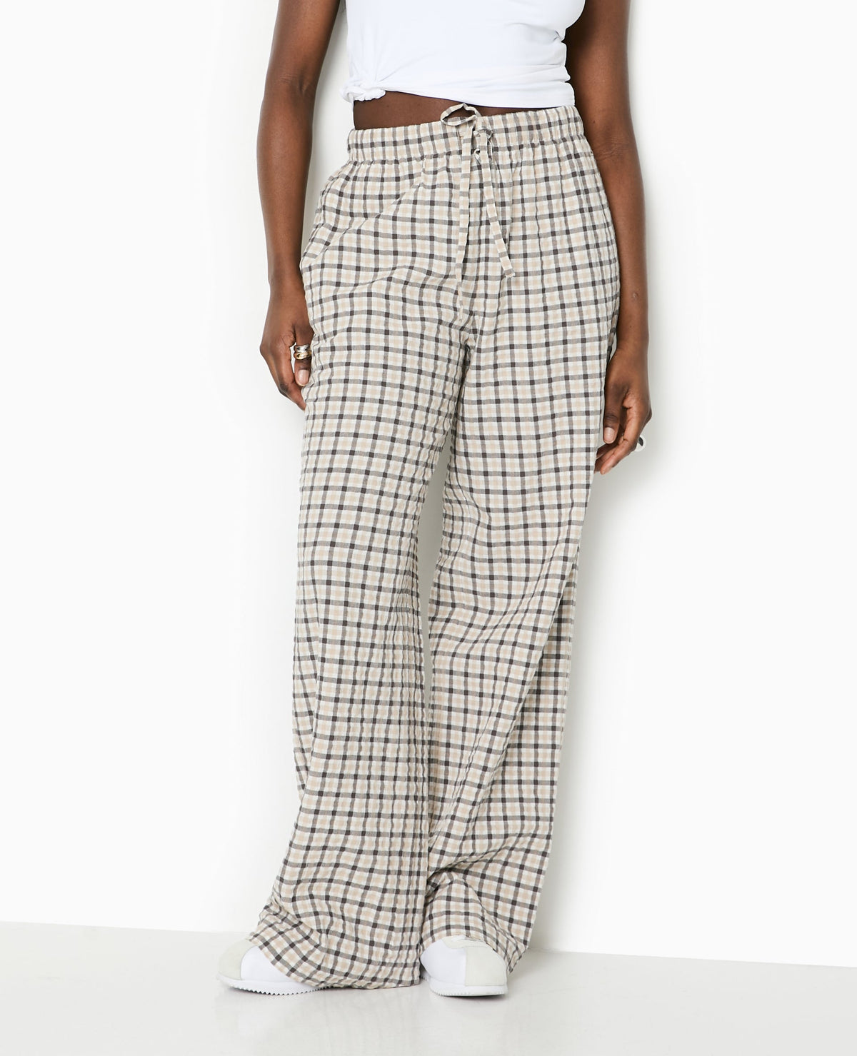 Pantalon droit à carreaux