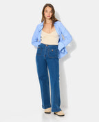 Jean wide taille haute avec poches devant