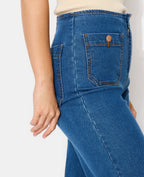 Jean wide taille haute avec poches devant