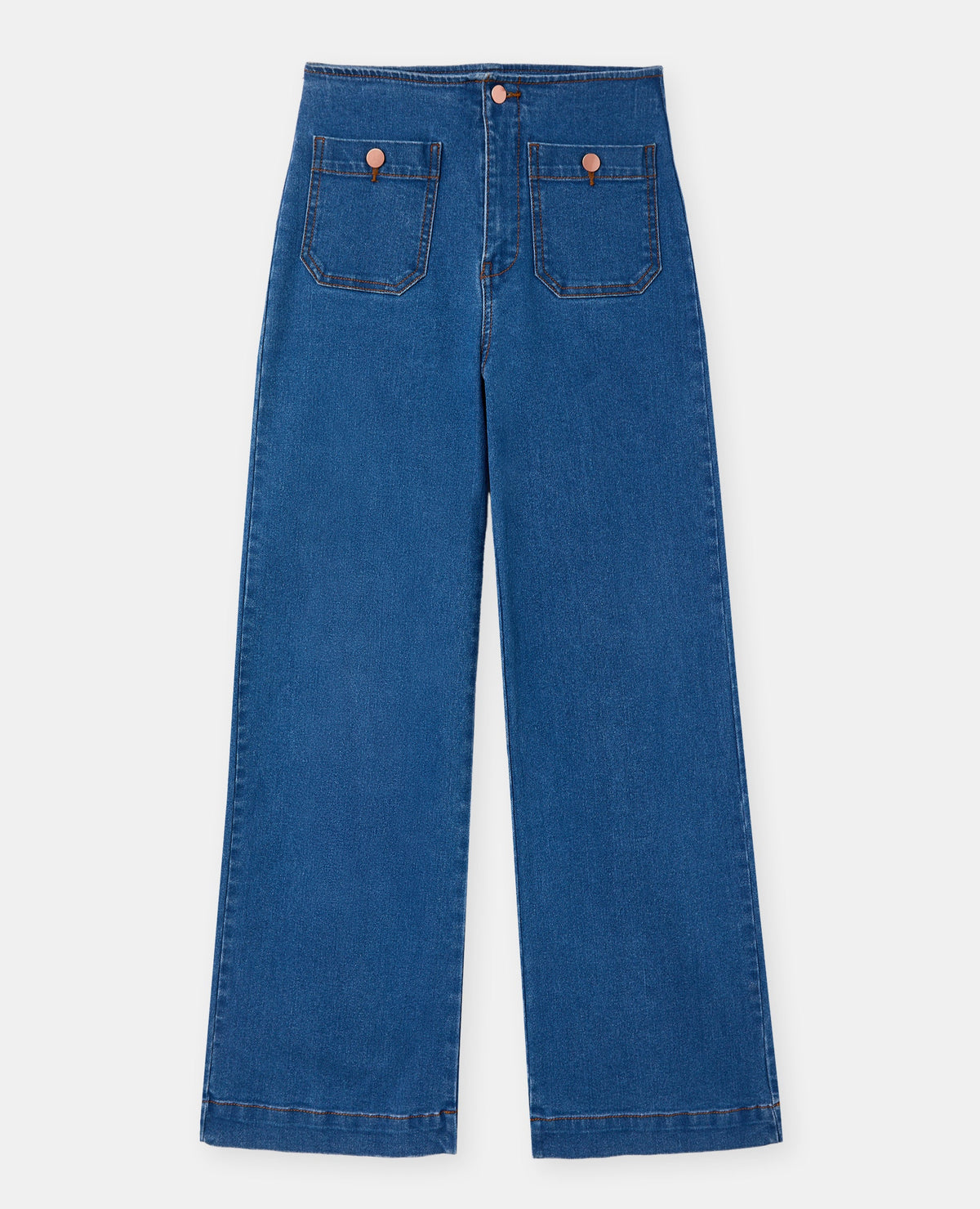 Jean wide taille haute avec poches devant