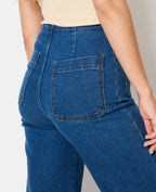 Jean wide taille haute avec poches devant