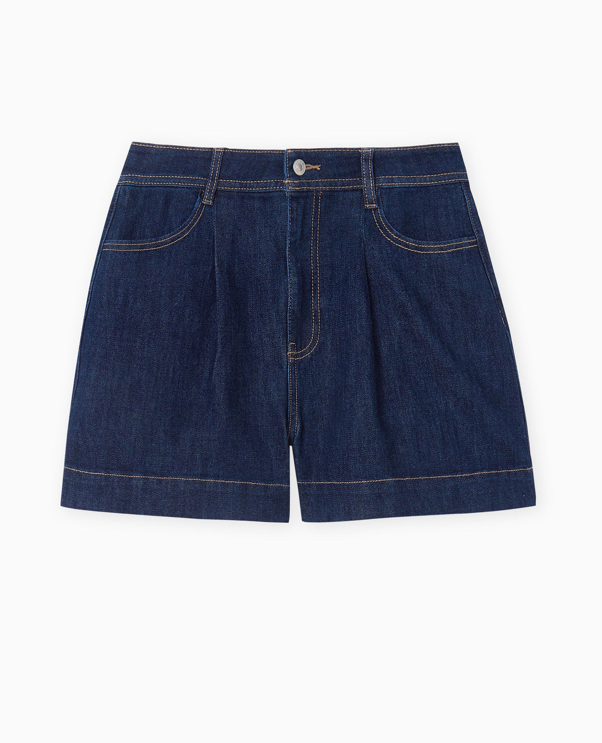 Short taille haute en jean avec pinces