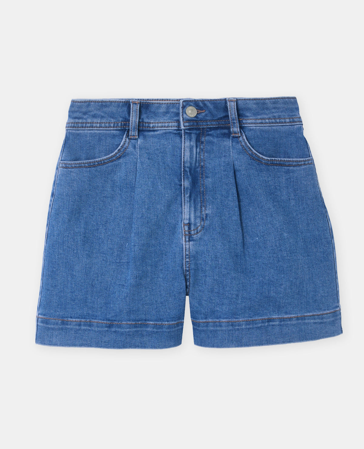 Short en jean taille haute avec pinces
