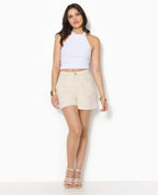 Short taille haute avec pinces