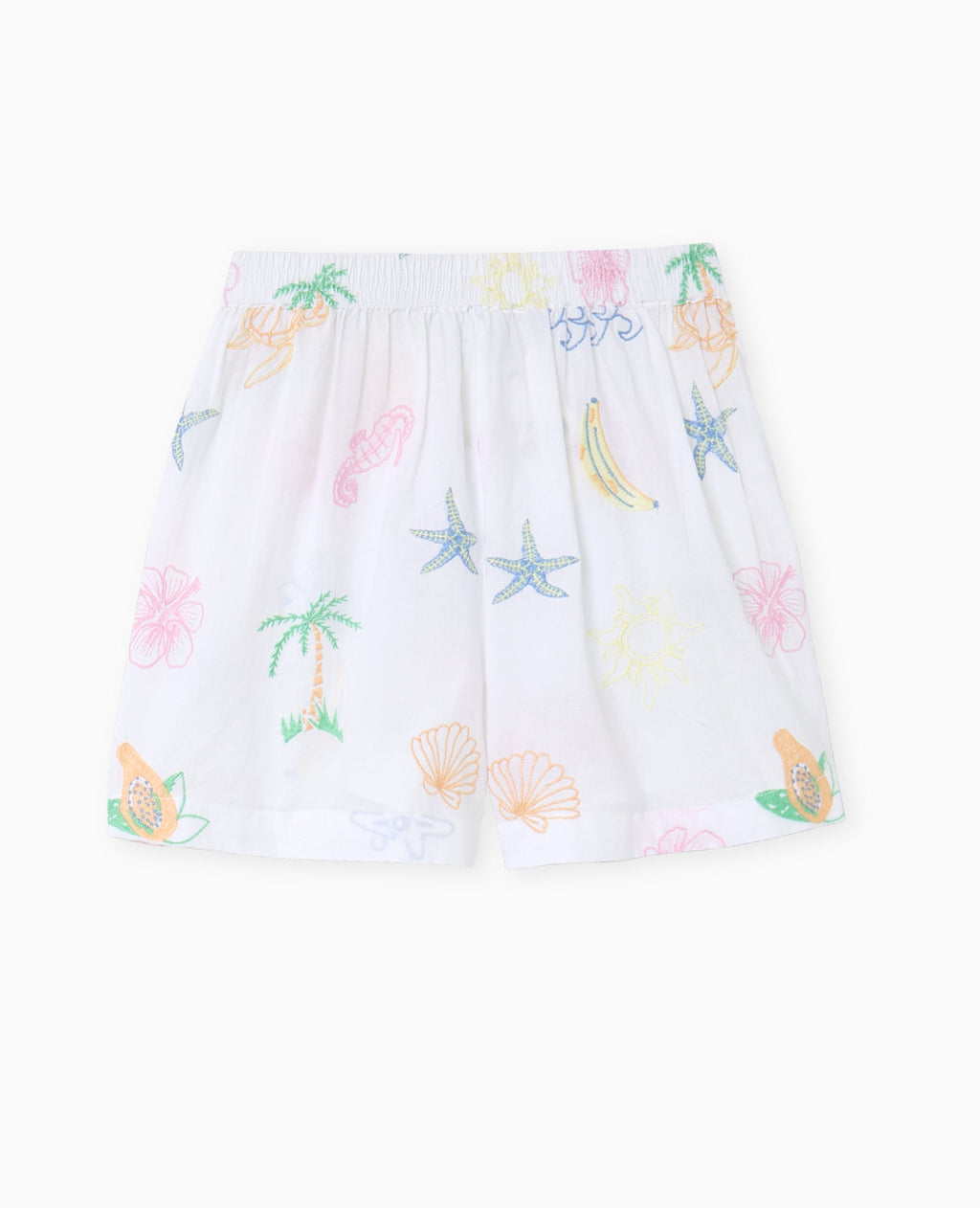 Short en voile de coton brodé