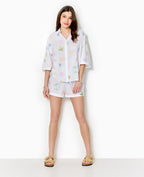 Short en voile de coton brodé