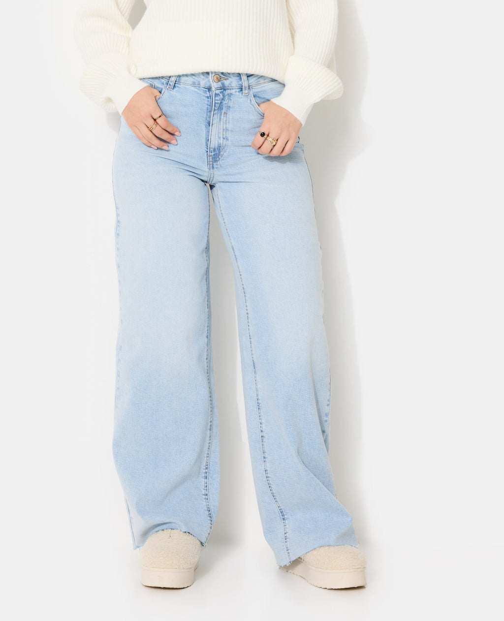 J71-1 / Jean wide taille haute bas coupés