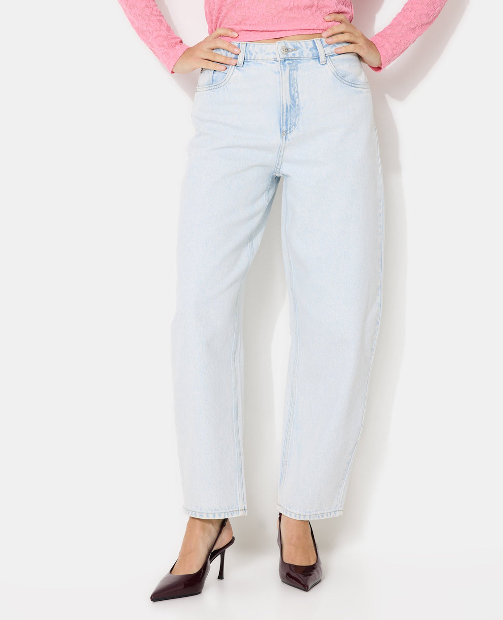 Jean barrel taille haute