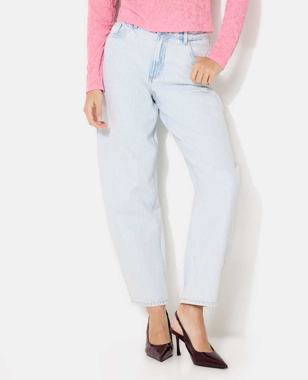 Jean barrel taille haute