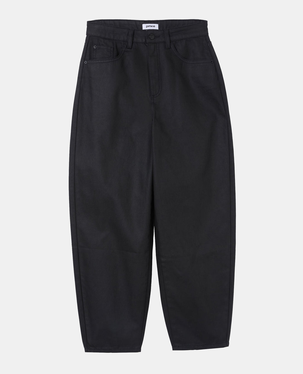 Jean barrel enduit taille haute