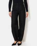 Jean barrel enduit taille haute