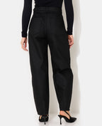 Jean barrel enduit taille haute