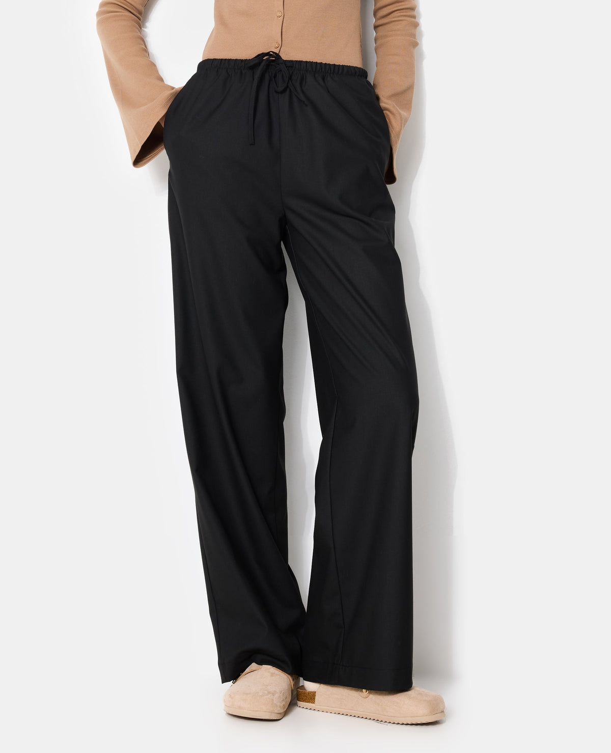 Pantalon droit avec ceinture élastiquée