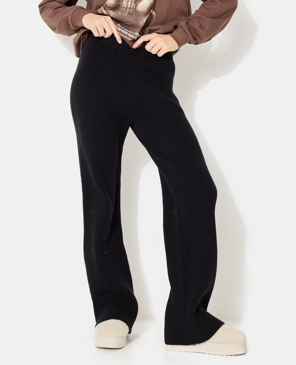 Pantalon en maille côtelée épaisse